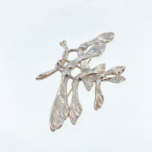 VTG LG ARTISAN PEWTER SYCAMORE SEED ART NOUVEAU BROOCH 1 3/4"X2 3/4" - Picture 10 of 14